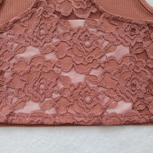 Aero | Crop Halter Lace Back Tank Top NWT Women's Medium Rust Color - Picture 4 of 12